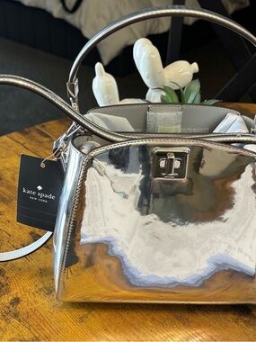 kate spade Silver Metallic Dome Satchel with Top Handle